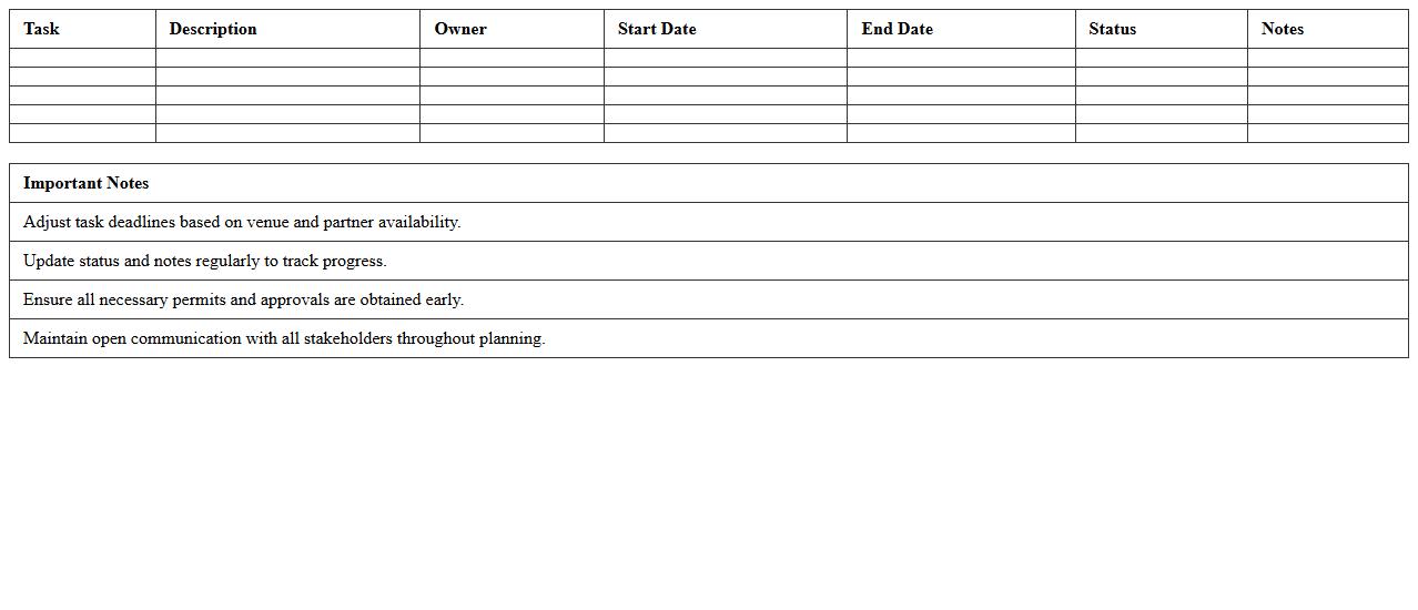 STEM Outreach Event Planning Timeline Excel Sheet