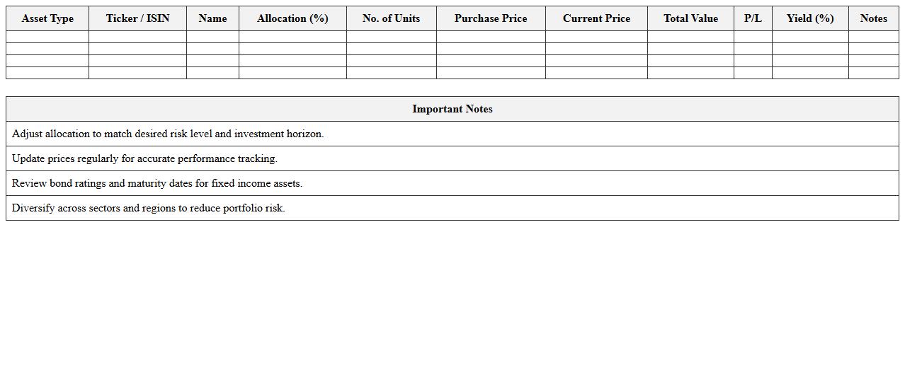 Stock & Bond Portfolio Analysis Excel Template