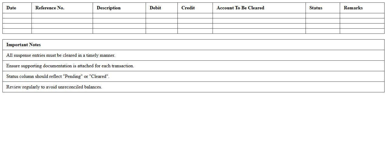 Suspense Account Clearing Excel Template