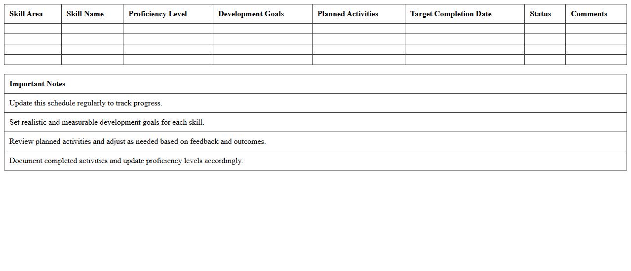 Tech Skills Development Schedule Template