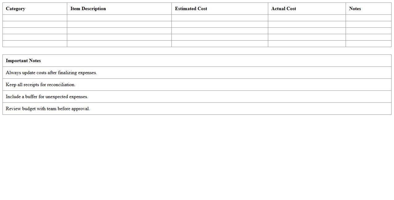 Trade Show Budget Planning Excel Template
