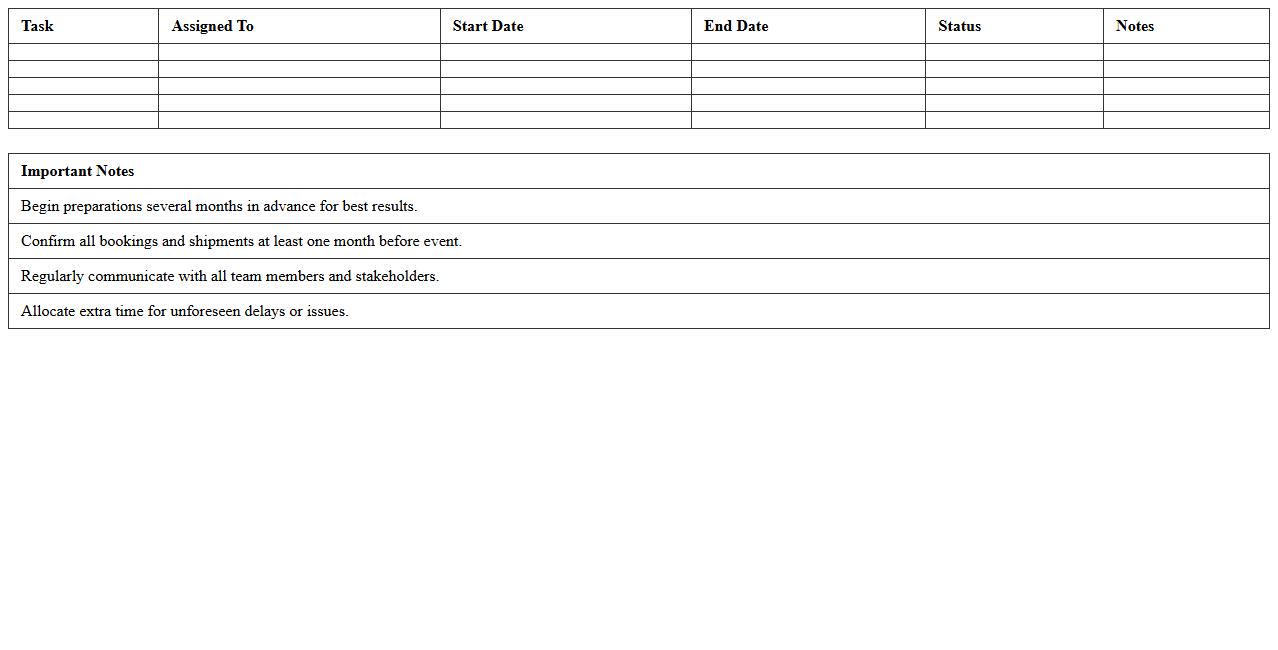 Trade Show Event Preparation Timeline Excel