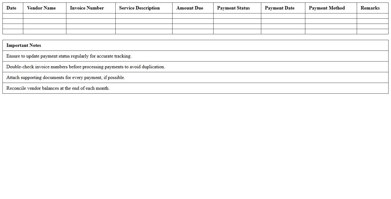 Transportation Vendor Payment Tracker Template
