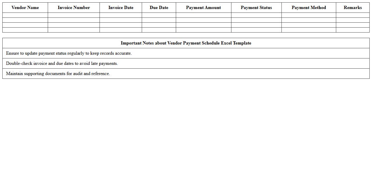 Vendor Payment Schedule Excel Template