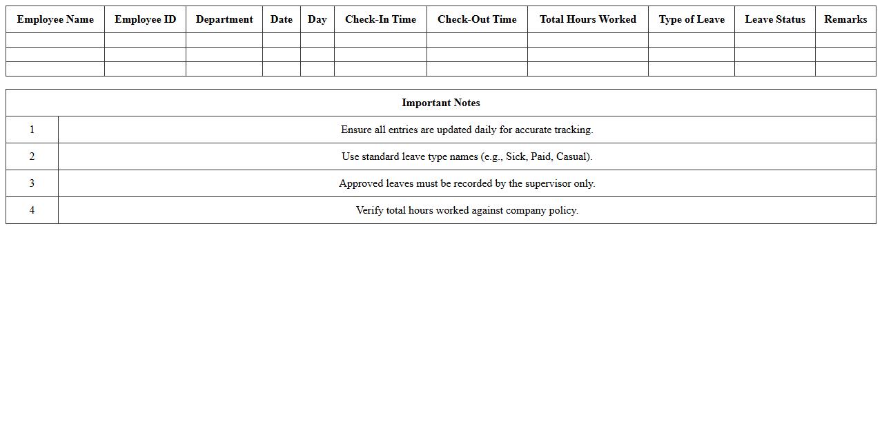 Work Hours and Leave Tracking Excel Sheet