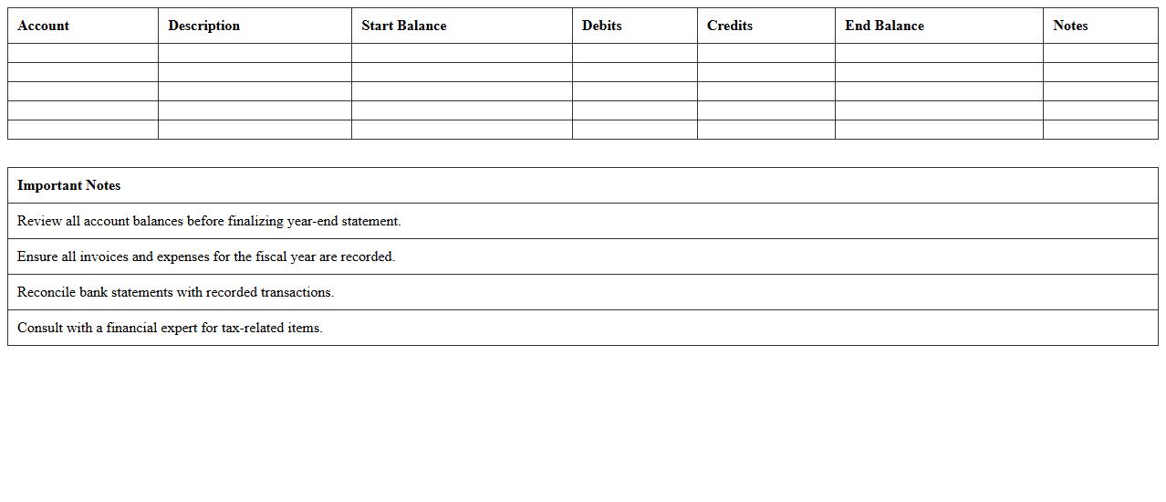 Year-End Financial Statement Excel Template for Consultants