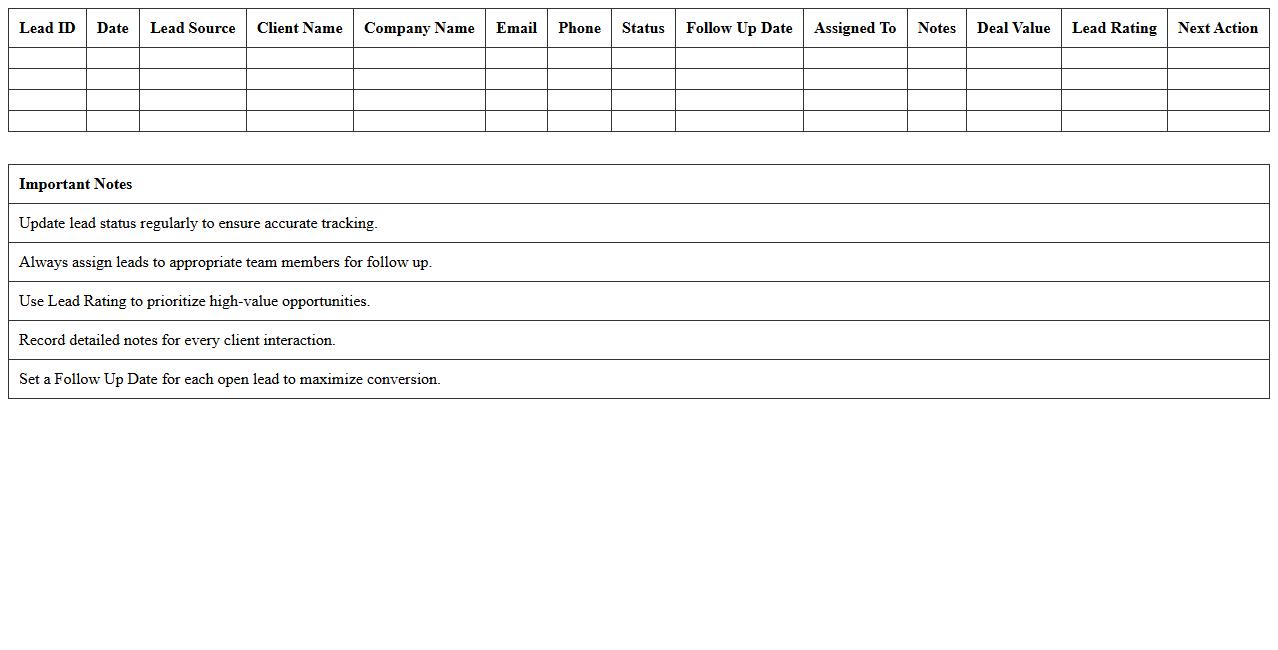 Agency Lead Management Excel Sheet