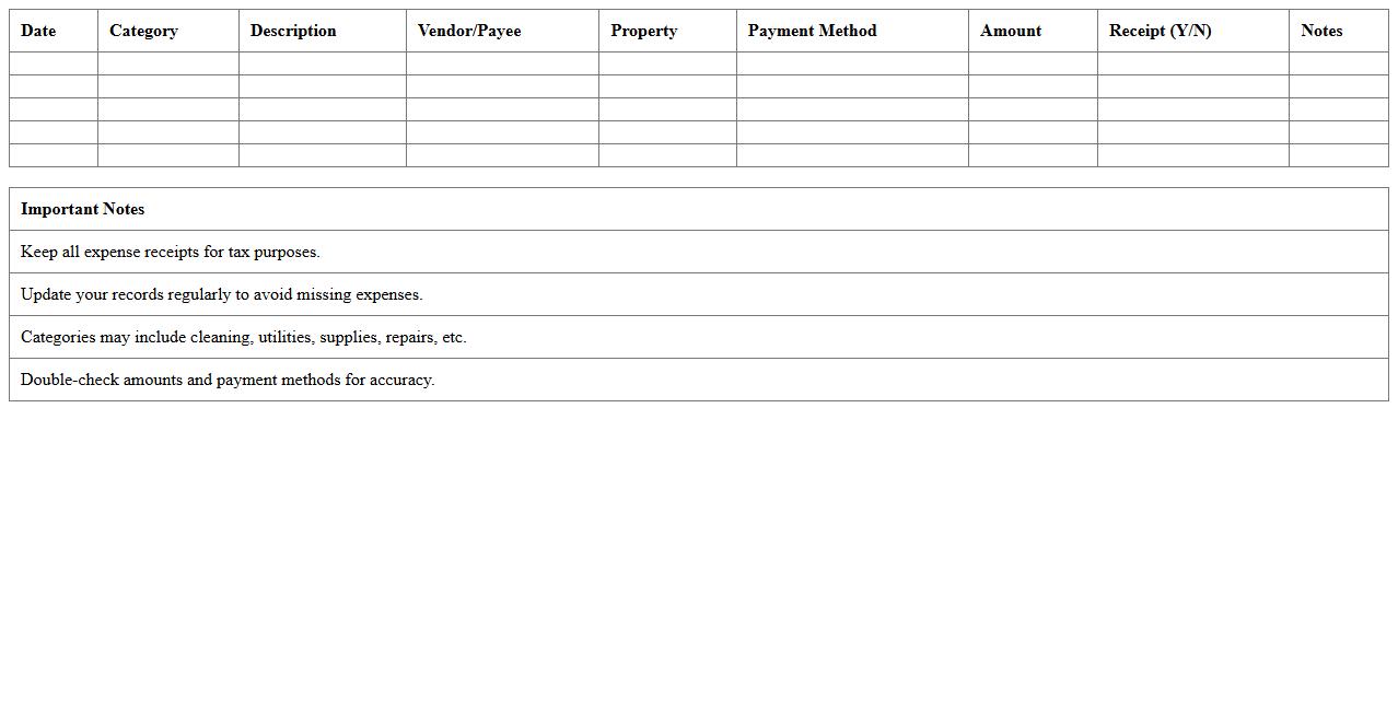 Airbnb Host Expense Tracking Template