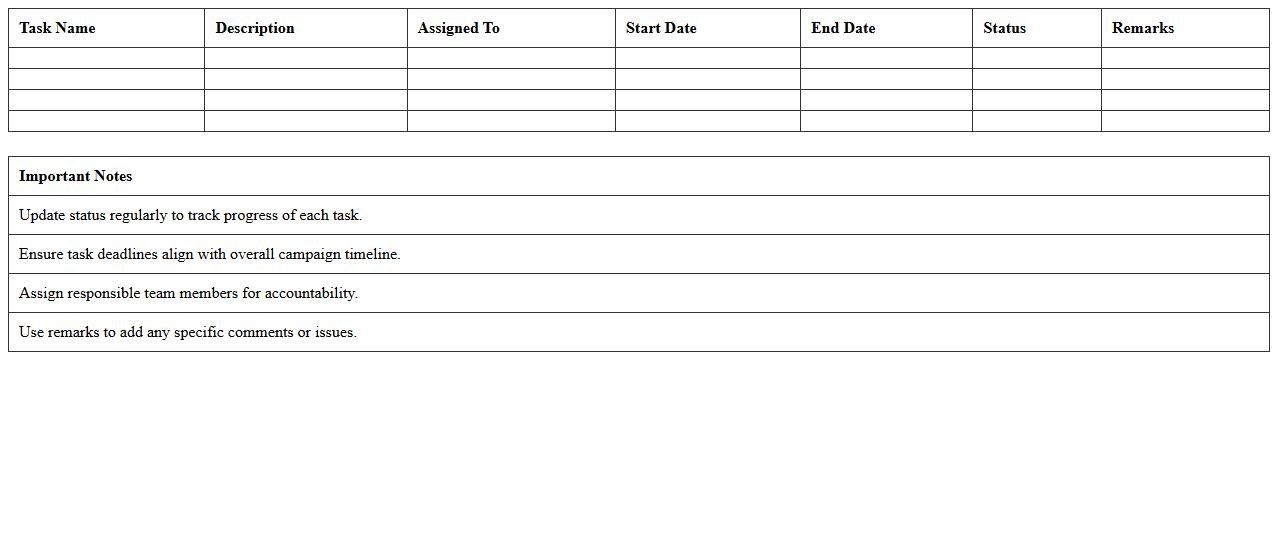 Awareness Campaign Project Schedule Excel Sheet