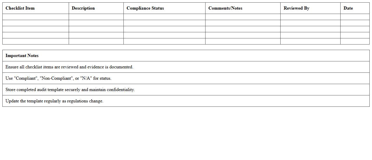 Broker Compliance Audit Checklist Excel Template