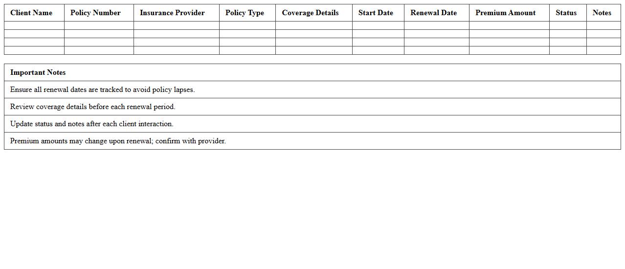 Client Insurance Renewal Schedule Template