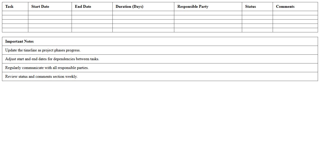 Commercial Building Timeline Spreadsheet