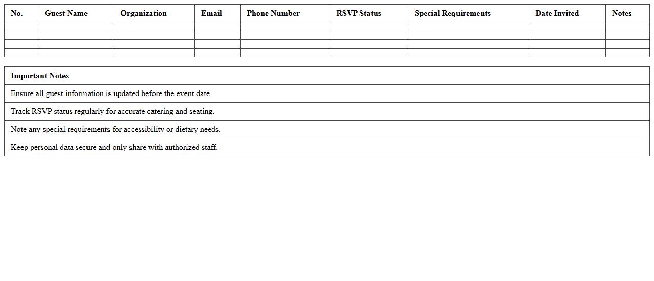 Community Workshop Guest List Excel Template