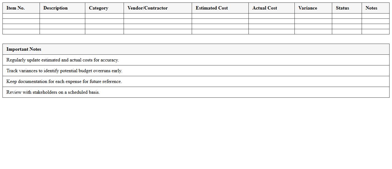Construction Project Budget Tracker (Excel Template)
