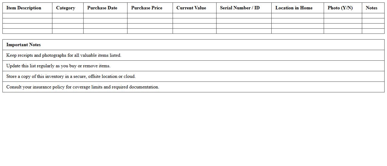 Contents Insurance Itemized List for Rental Homes