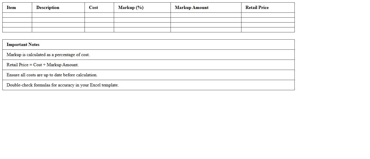 Cost-Plus Retail Price Calculation Excel Template
