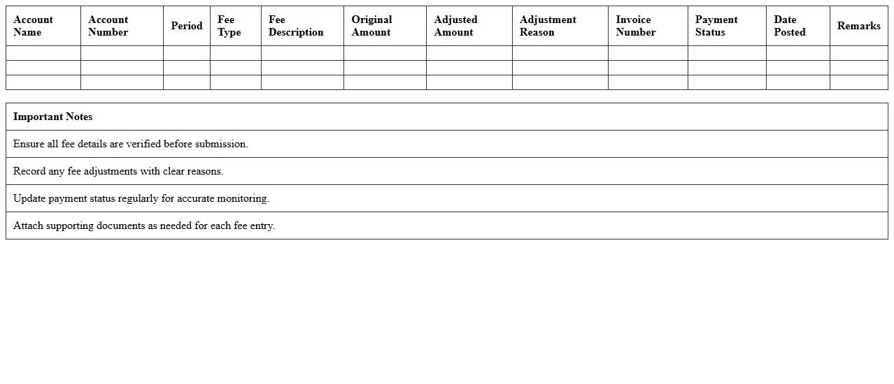 Detailed Account Fee Monitoring Template