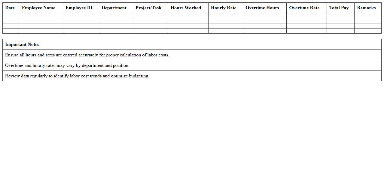 Direct Labor Cost Tracking Template