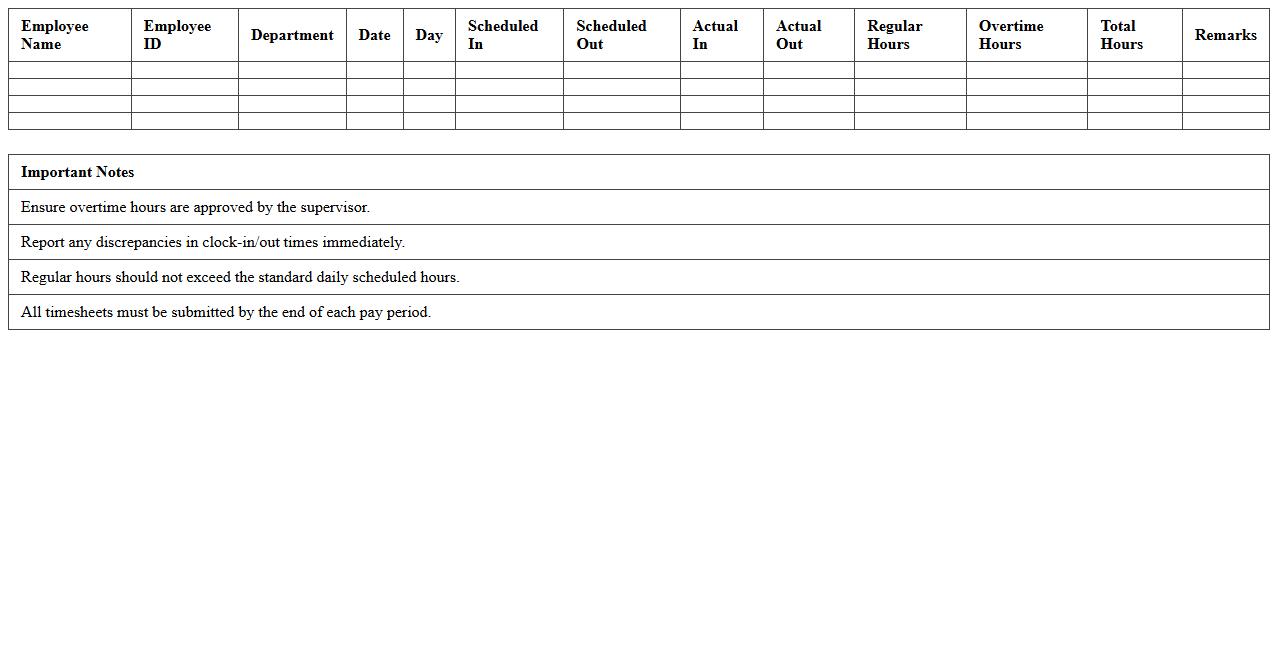 Employee Timesheet with Overtime Tracking