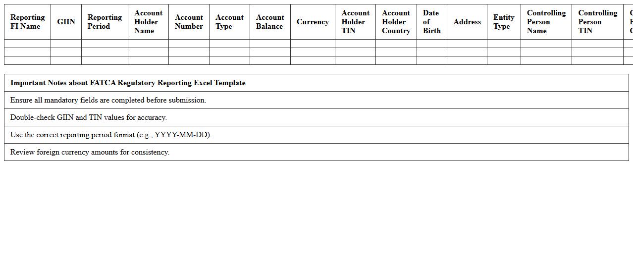 FATCA Regulatory Reporting Excel Template