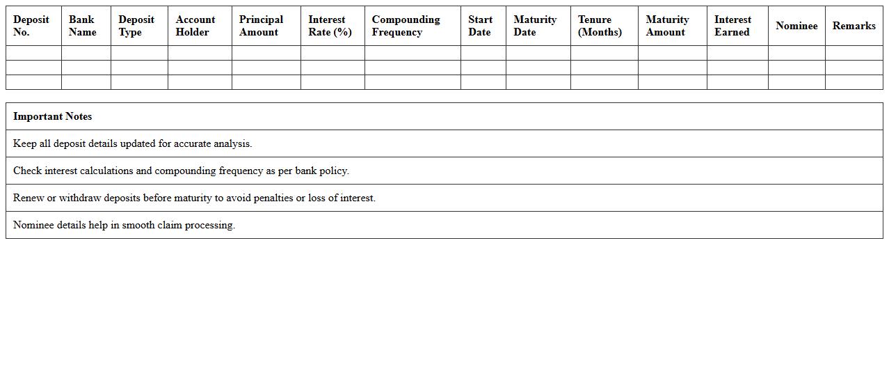 Fixed Deposit Portfolio Analyzer Excel