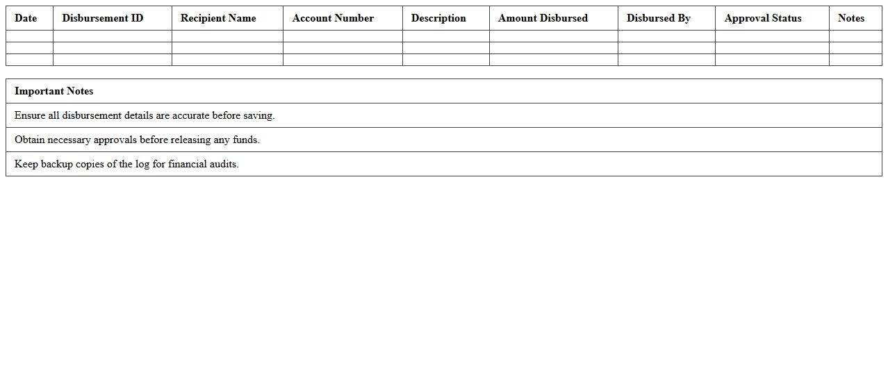 Fund Disbursement Log Excel Template