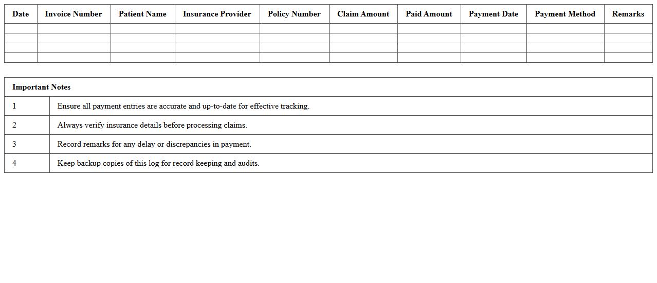 Health Insurance Payment Log Excel Sheet