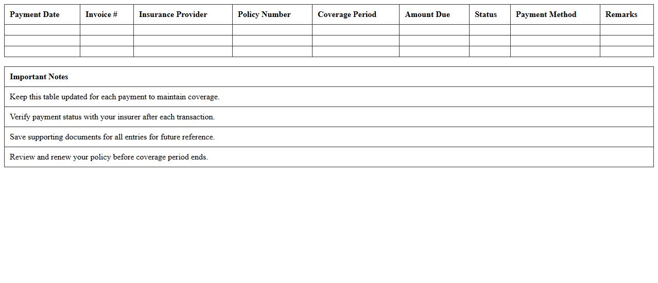 Health Insurance Payment Schedule Excel Template