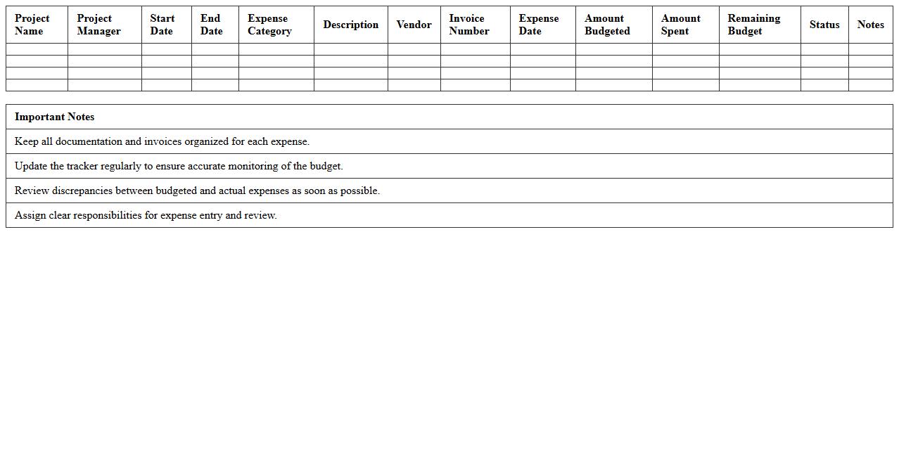 Infrastructure Project Expense Tracker Template