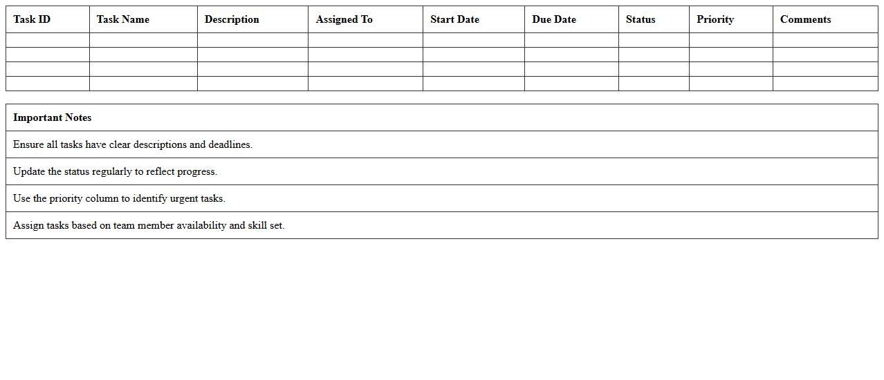 IT Project Task Assignment Sheet Excel Template