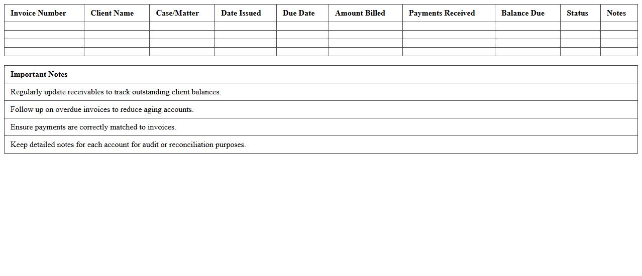 Law Firm Accounts Receivable Template