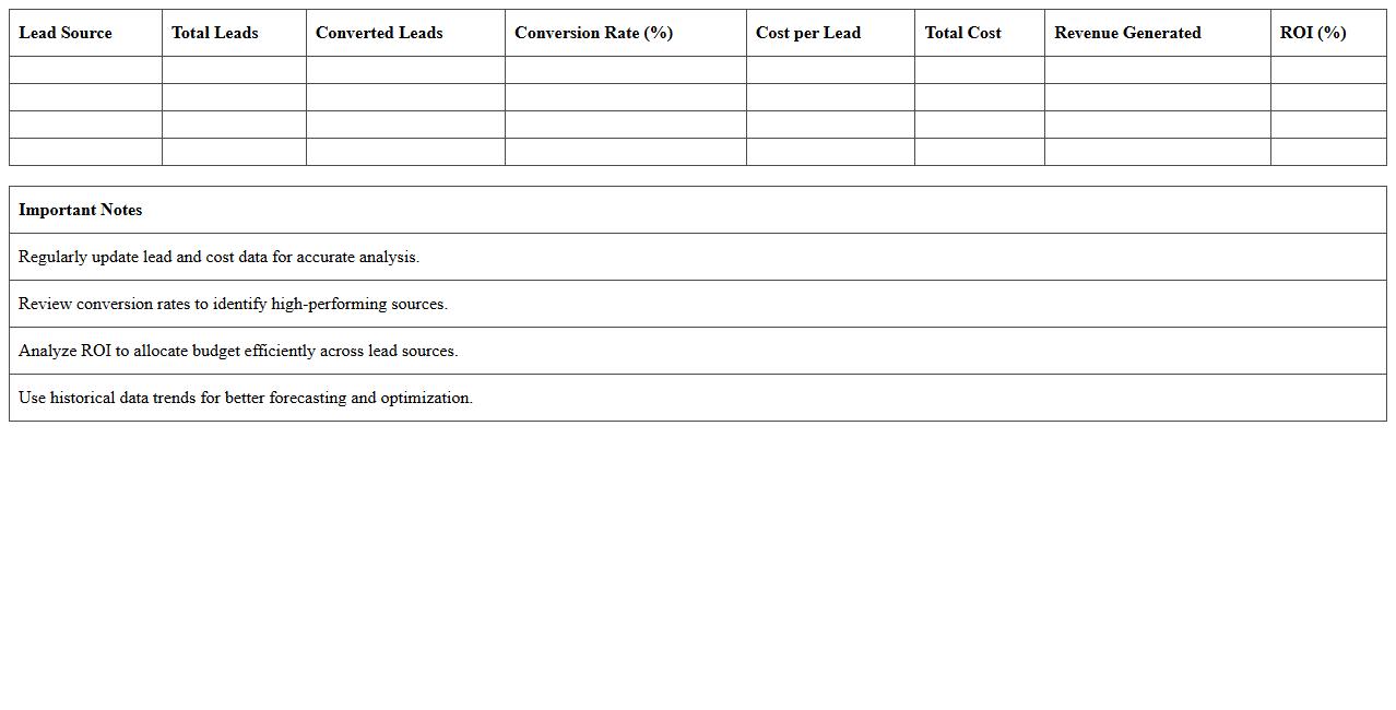 Lead Generation Source Analysis Dashboard Excel