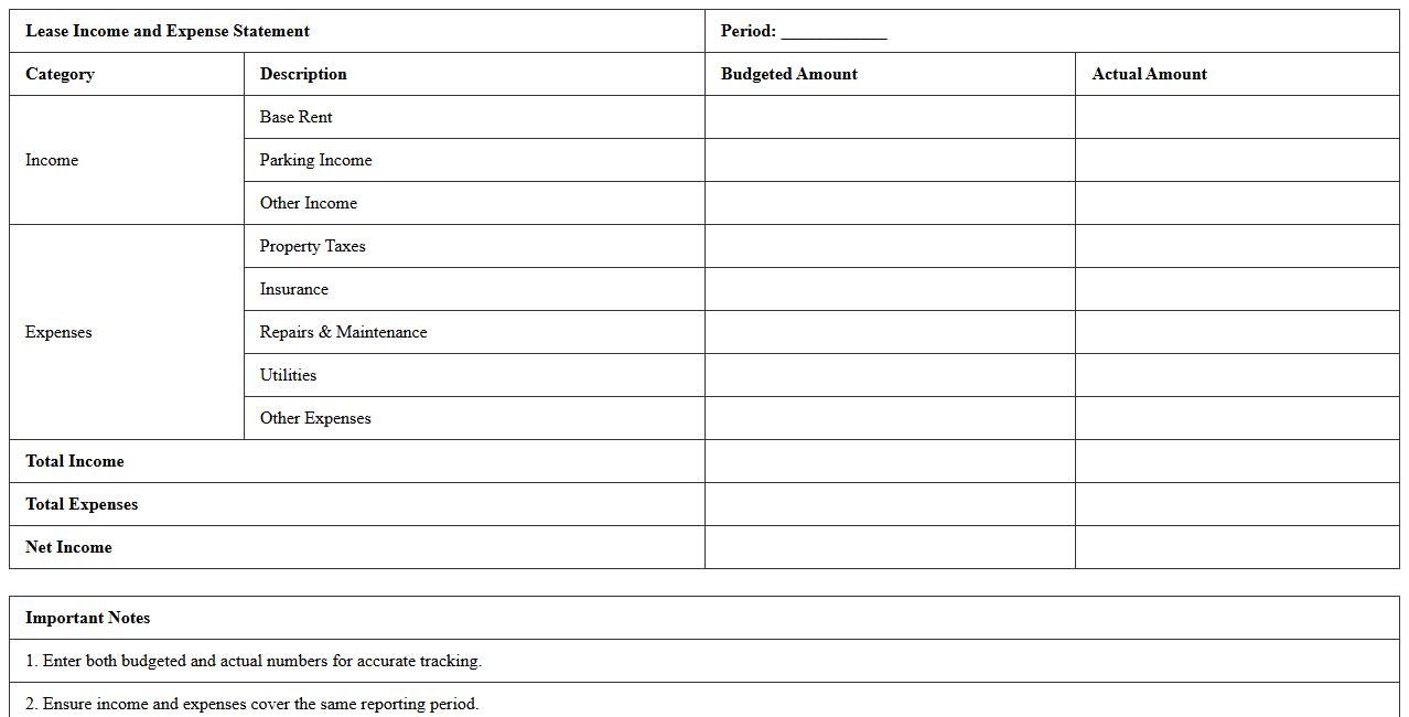 Lease Income and Expense Statement Template