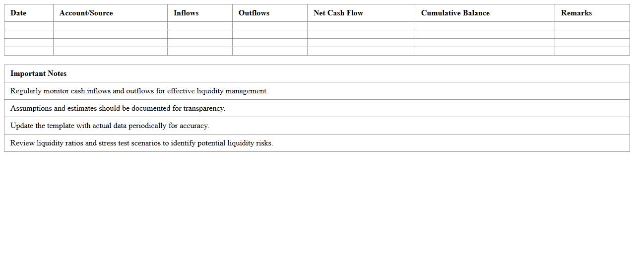 Liquidity Risk Management Excel Template