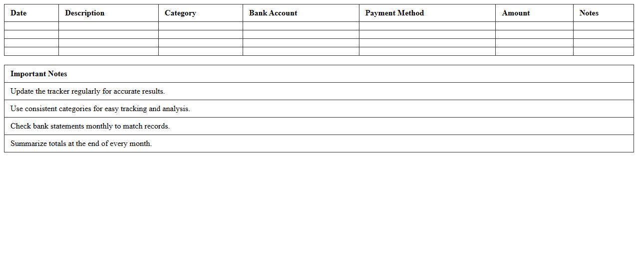 Monthly Bank Expense Tracker Spreadsheet