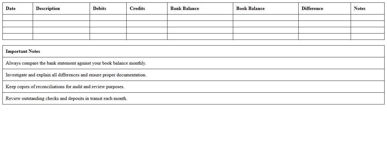 Monthly Bank Statement Reconciliation Tracker Excel
