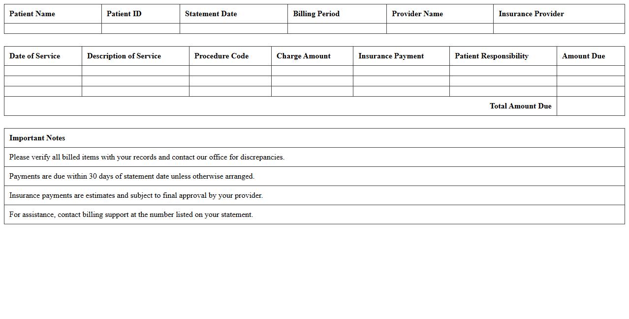 Monthly Healthcare Billing Statement Excel Template
