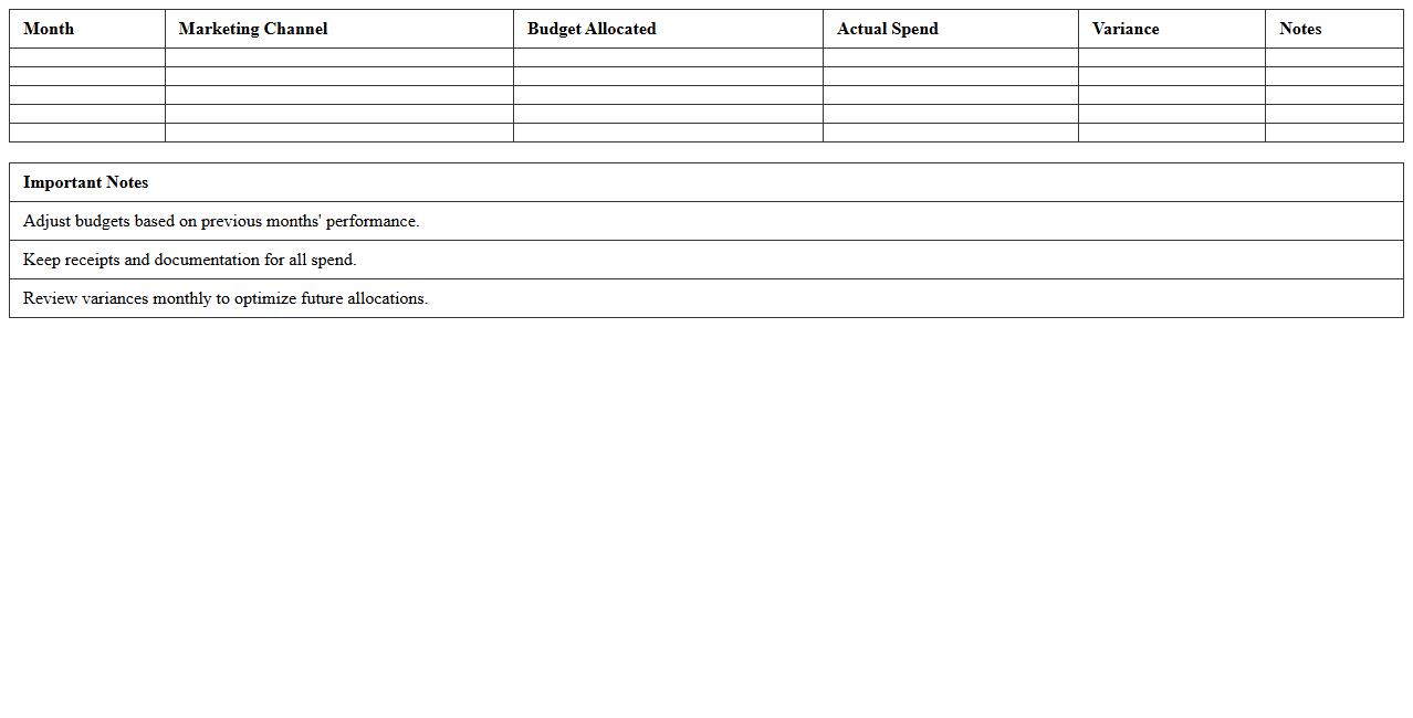 Monthly Marketing Spend Analysis Excel Template Nonprofits