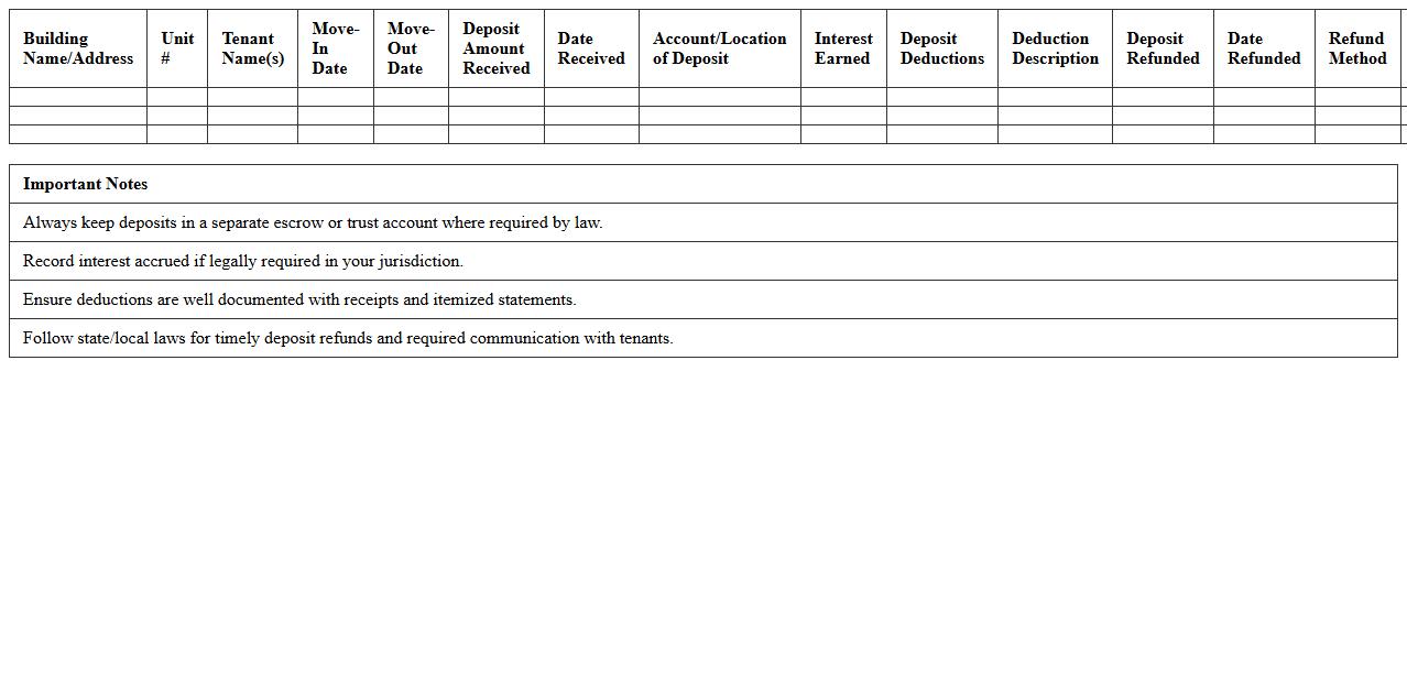 Multi-Unit Security Deposit Reconciliation Tracker