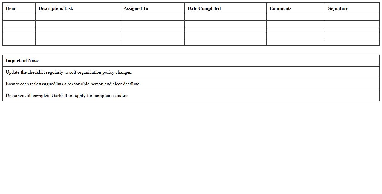 New Employee Induction Checklist Excel Template
