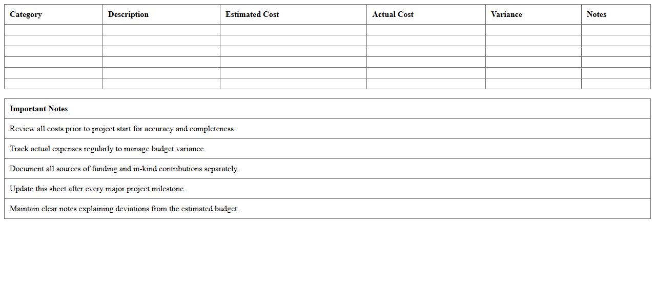 Nonprofit Volunteer Project Budget Planning Excel