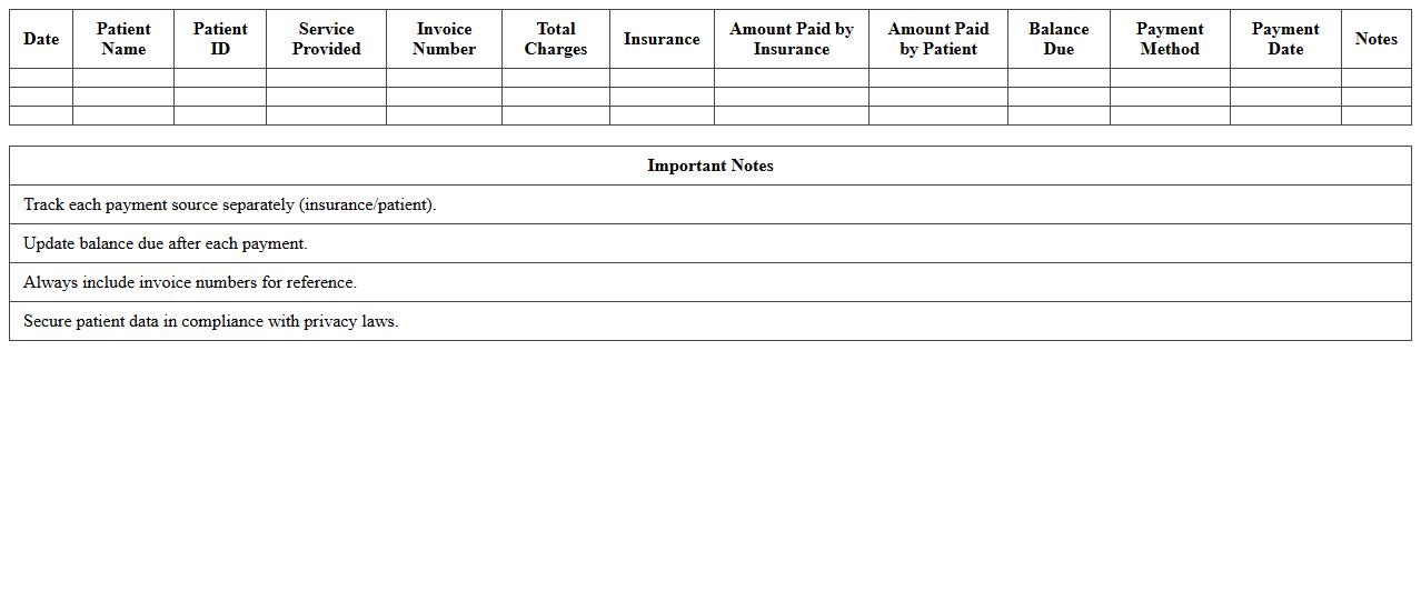 Patient Billing and Payment Log Excel Template for Clinics