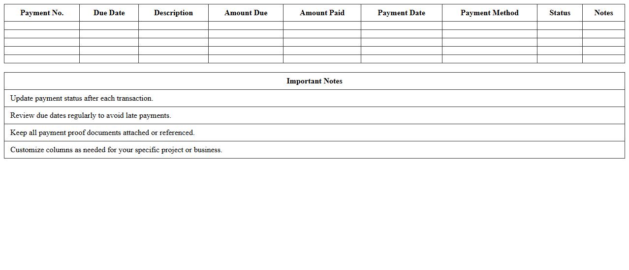 Payment Schedule Tracker Excel Template