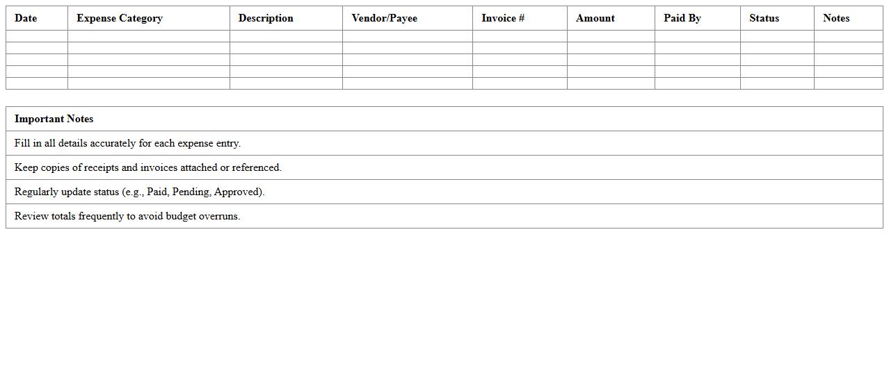 Project Expense Report Excel Template