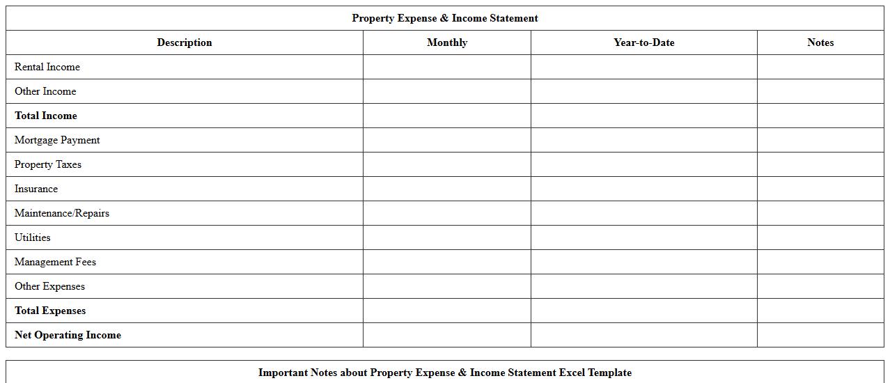 Property Expense & Income Statement Excel Template