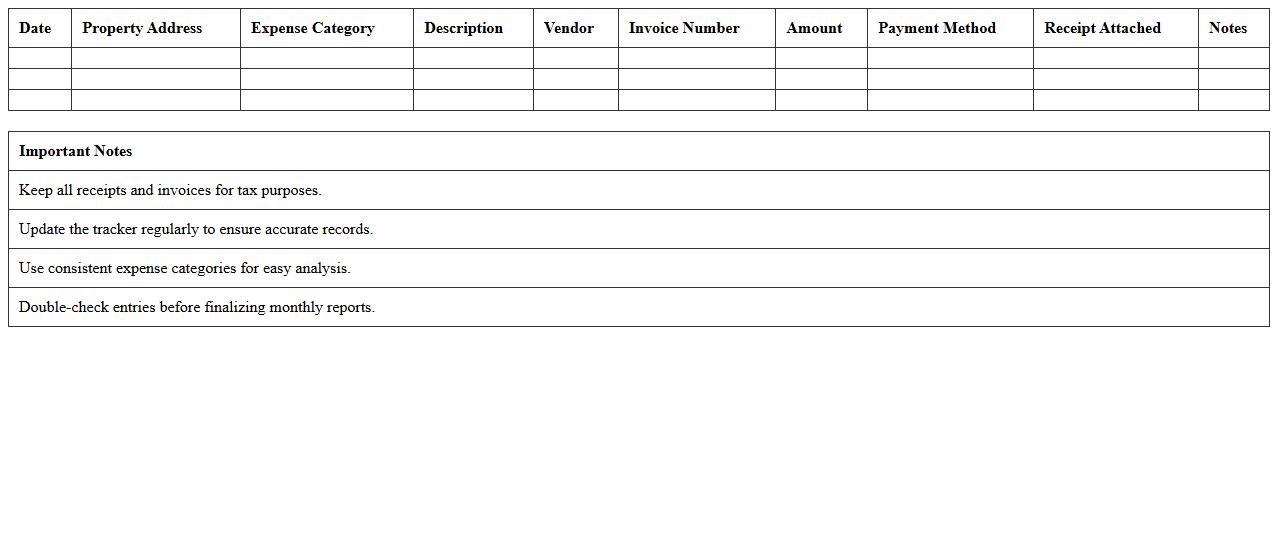 Property Maintenance Expense Tracker Excel Sheet