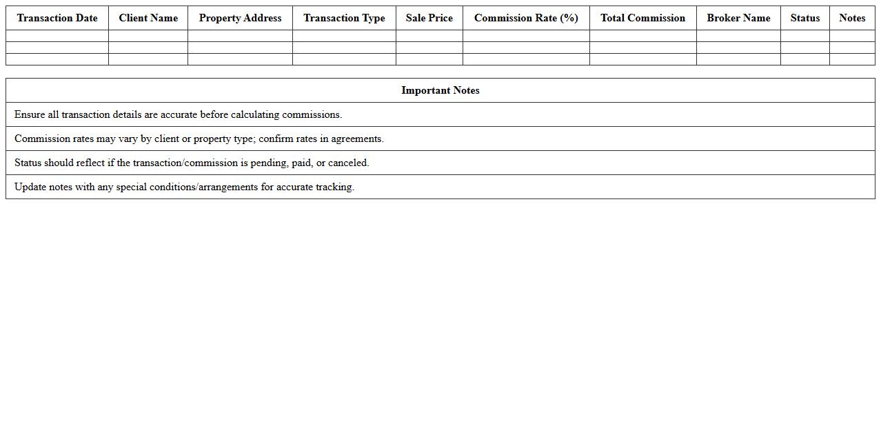 Real Estate Brokerage Commission Tracker