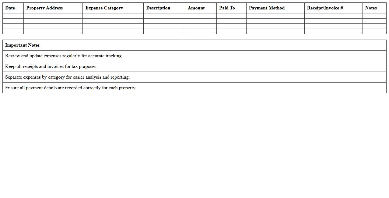Real Estate Investment Expense Management Excel Sheet