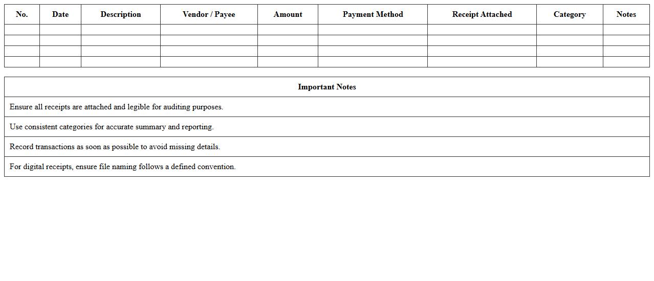 Receipts and Documentation Checklist Excel