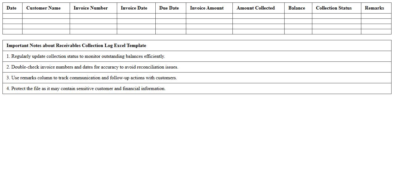 Receivables Collection Log Excel Template